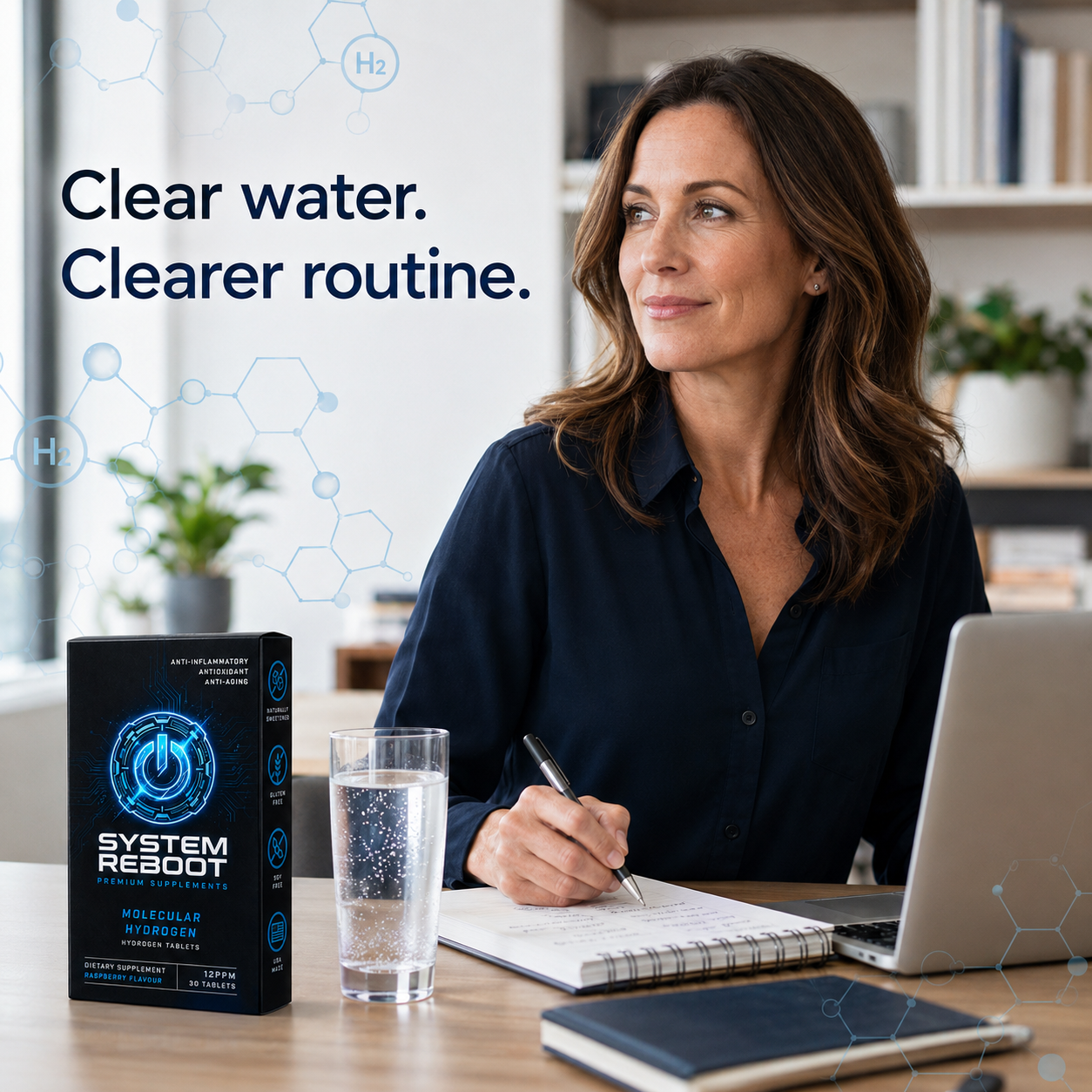 Molecular Hydrogen Tablets by System Reboot - female focus busy day